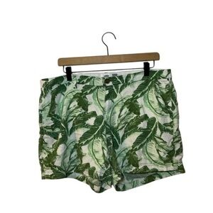 Old Navy Green and White Shorts Tropical Leaf Print